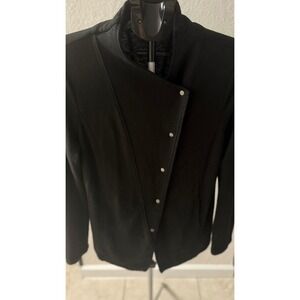 Eileen Fisher Black Asymmetrical Snap‎ Front Jacket Minimalist Avant Garde L